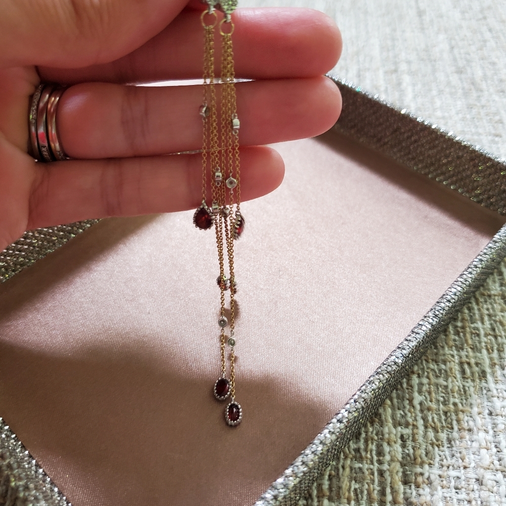 14k Gold Diamond and Garnet Earrings - Picture 5 of 14